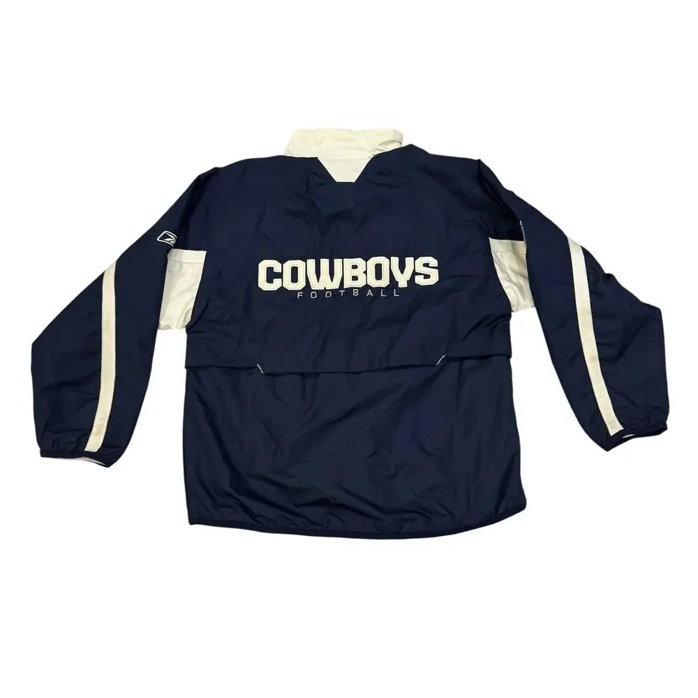 Reebok NFL Dallas Cowboys Youth 1/4 Zip Windbreaker Navy Boys M